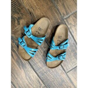 Birki's Birkenstock Sandals Leather Teal Shoes Sandals W 6 M 4 37